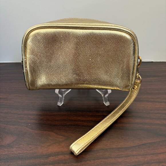 Michael Kors Metallic Gold Pouch Cosmetics Bag Party Clutch Wristlet - Picture 2 of 8
